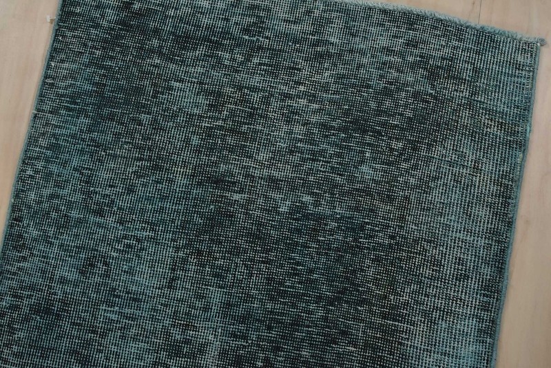 Vintage Overdyed Runner 2’3” x 11’8” Blue Wool Hand-Knotted Carpet gallery