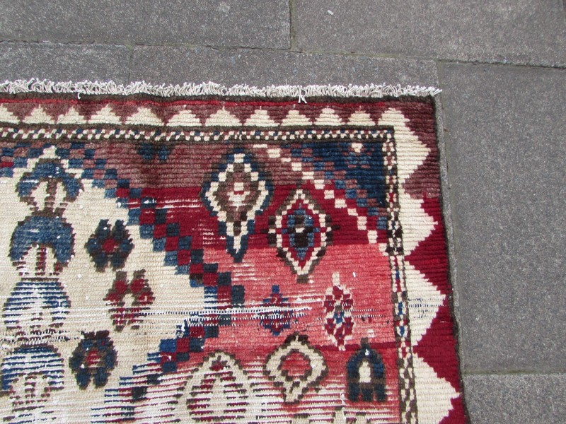 Vintage Shabby Chic Hand Made Traditional Oriental Wool Red Large Rug 233x133cm gallery