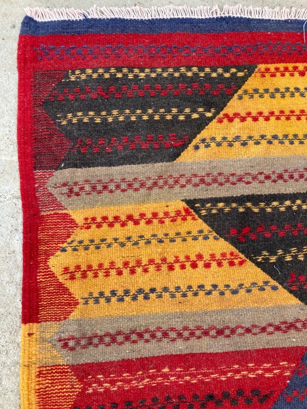 Vintage Handmade Traditional Turkish Geometric Wool Kilim Rug 97x66 cm gallery