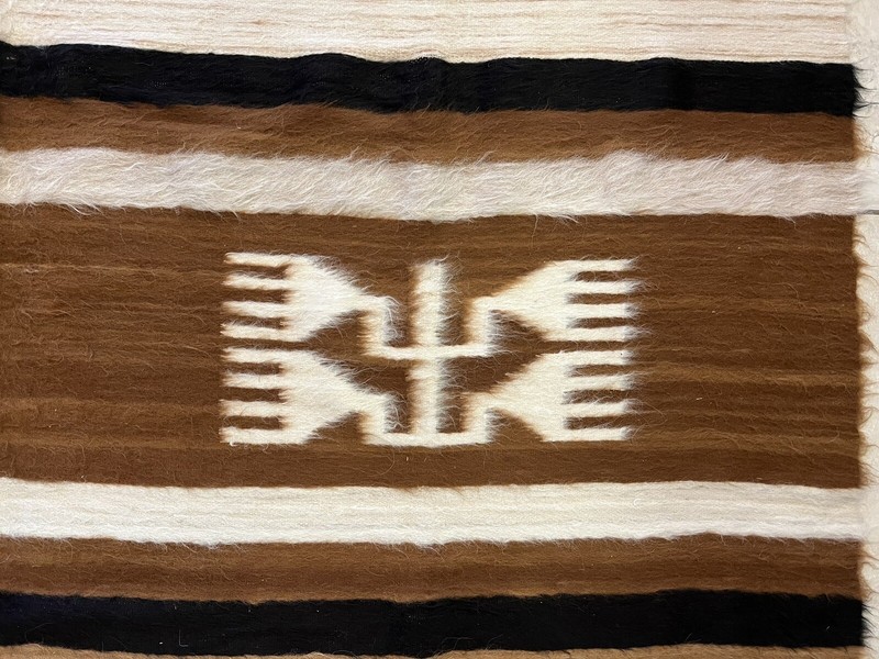 Vintage MCM 1950s Handmade Brown Turkish Mohair Woven Area Rug/Blanket 75” x 66” gallery