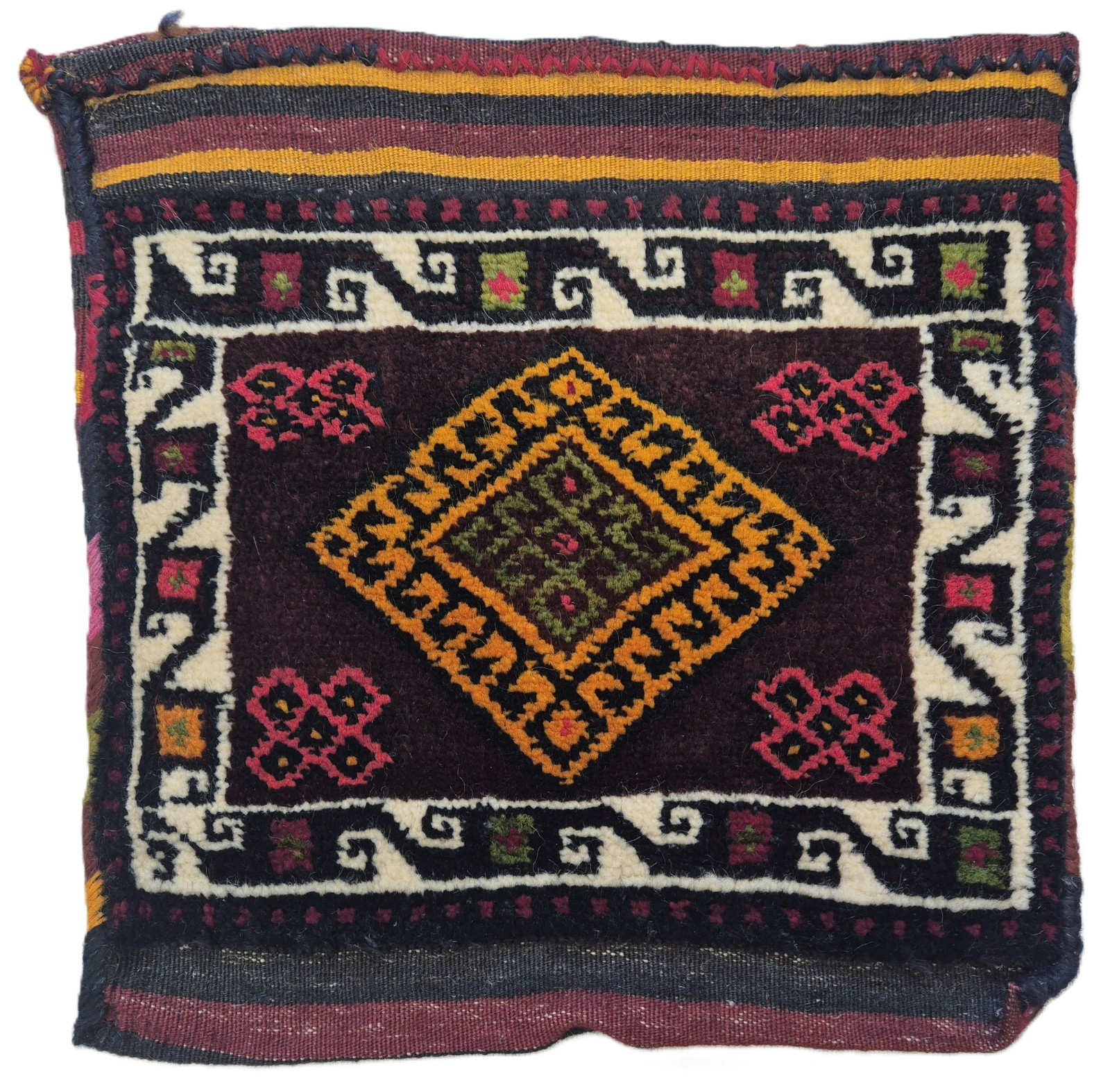 Vintage Anatolian Shavak Tribal Bag 13x17'' Small Turkish Nomadic Storage Bag gallery