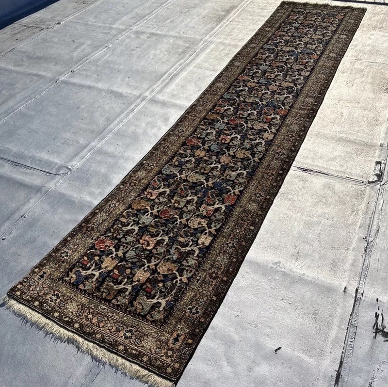 3 X 15 Rare Antique 100% Wool Kurdish Runner Rug Beautiful Pattern Arabesques gallery
