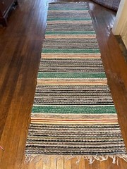 Excellent Antique Swedish Hand Made Rag Rug (30x111inches) 1920s