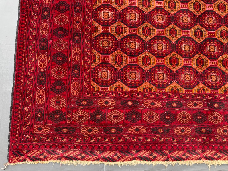 6'2" x 9' Vintage Turkmen Ersari Rug - Rare Handwoven Red Geometric Area Rug gallery