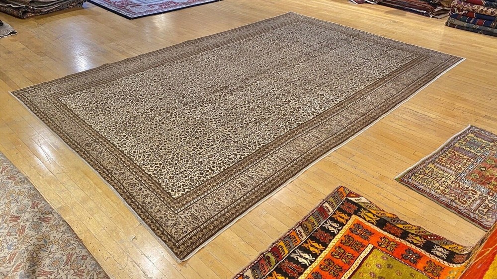 8x12ft Living Room Rug | Turkish Area Rug 8x12ft Beige Vintage Rug| Wool Colored