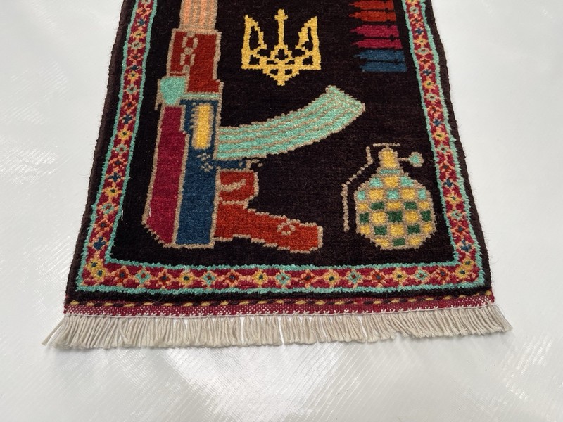 49x34cm AFGHAN WAR RUG Beautifully Made Mini rug Lot 2 War Rugs Handicrafts #470 gallery