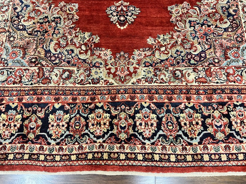 Per'sian Sarouk Rug 11x14 Semi Open Field Red Blue Antique Wool Handmade Large gallery