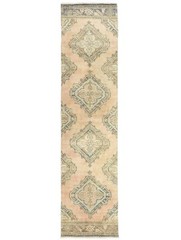 Rustic Farmhouse Hallway Runner Rug 2.9×12.7 ft – Turkish Oushak Warm Neutral