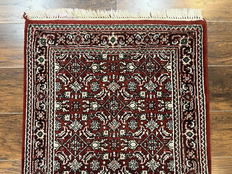 Oriental Runner Rug 2.7 x 8 Wool Handmade Vintage Hallway Carpet Red Black Mahi gallery