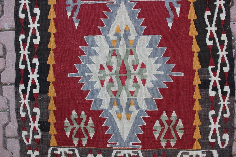 Cappadocia Tribal Vintage Carpet Anatolian Kilim Hand Knotted Black Rug 3x4 ft gallery