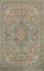 Vintage Wool Beige Traditional Area Rug 8×11 Handmade Living Room Carpet