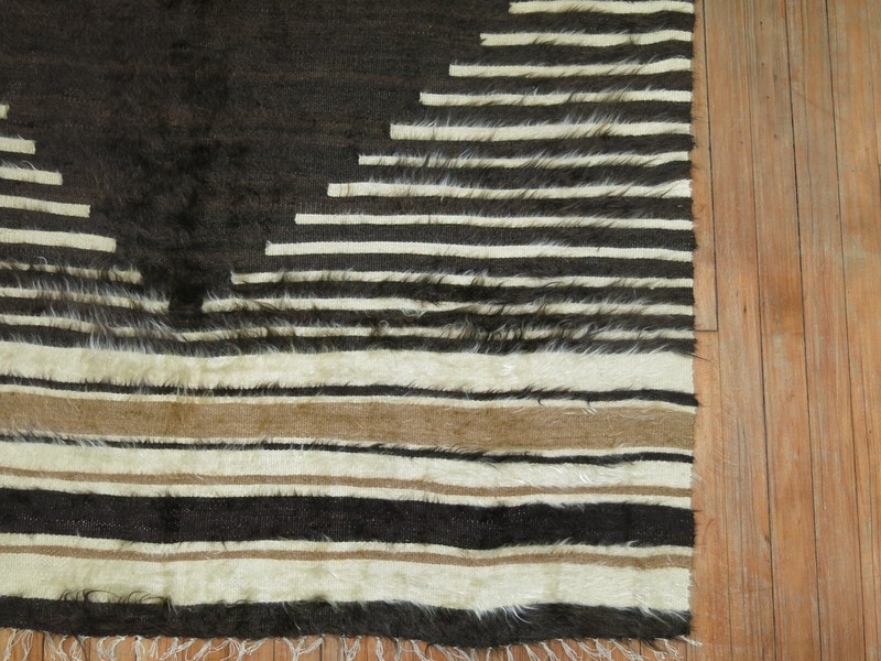 Vintage Striped Turkish Siirt Angora Kilim Blanket Rug Size 4'5''x6'2'' gallery