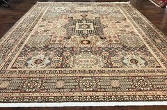 Room Sized Oriental Rug 10×11 Power Loomed Carpet Tan Brown