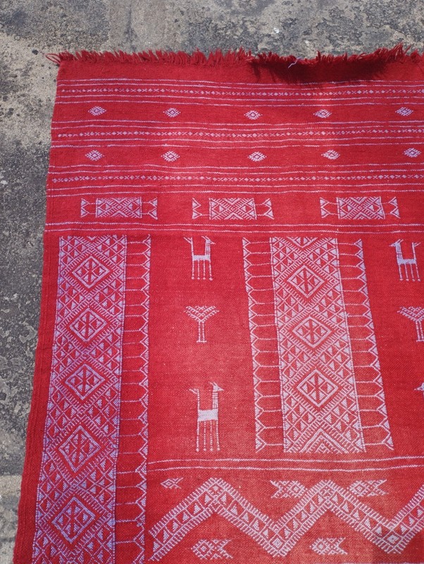 Vintage Traditional Oriental Berber Multicolor Wool Kilim Rug Carpet 186x98 cm gallery