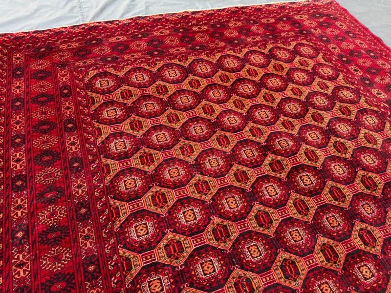 6'2" x 9' Vintage Turkmen Ersari Rug - Rare Handwoven Red Geometric Area Rug gallery