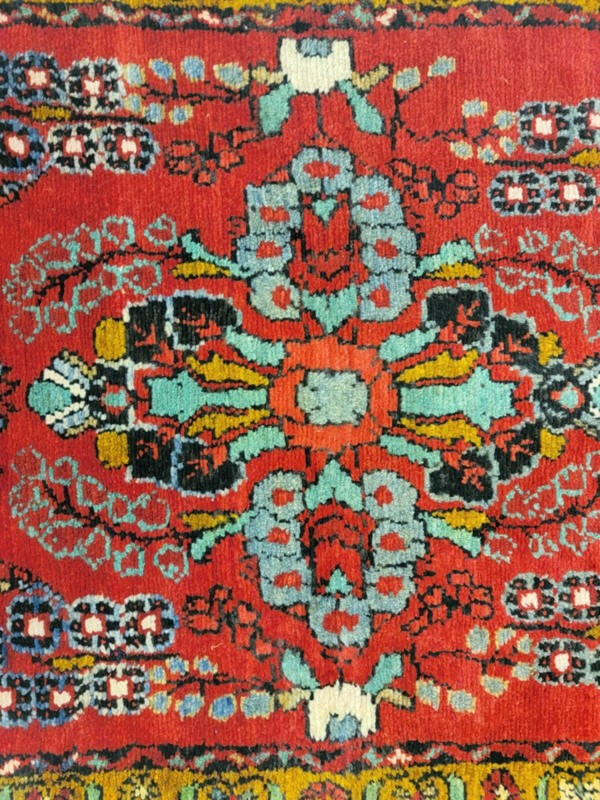 Antique Oriental Hand-Knotted Wool Runner Red/Green/Blue/Ivory 2'10" x 17'3" gallery