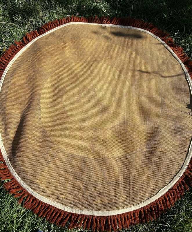 Rug Vintage Scandinavian ammonite sunburst rya shag pile wool 54" wide 1960/70's gallery
