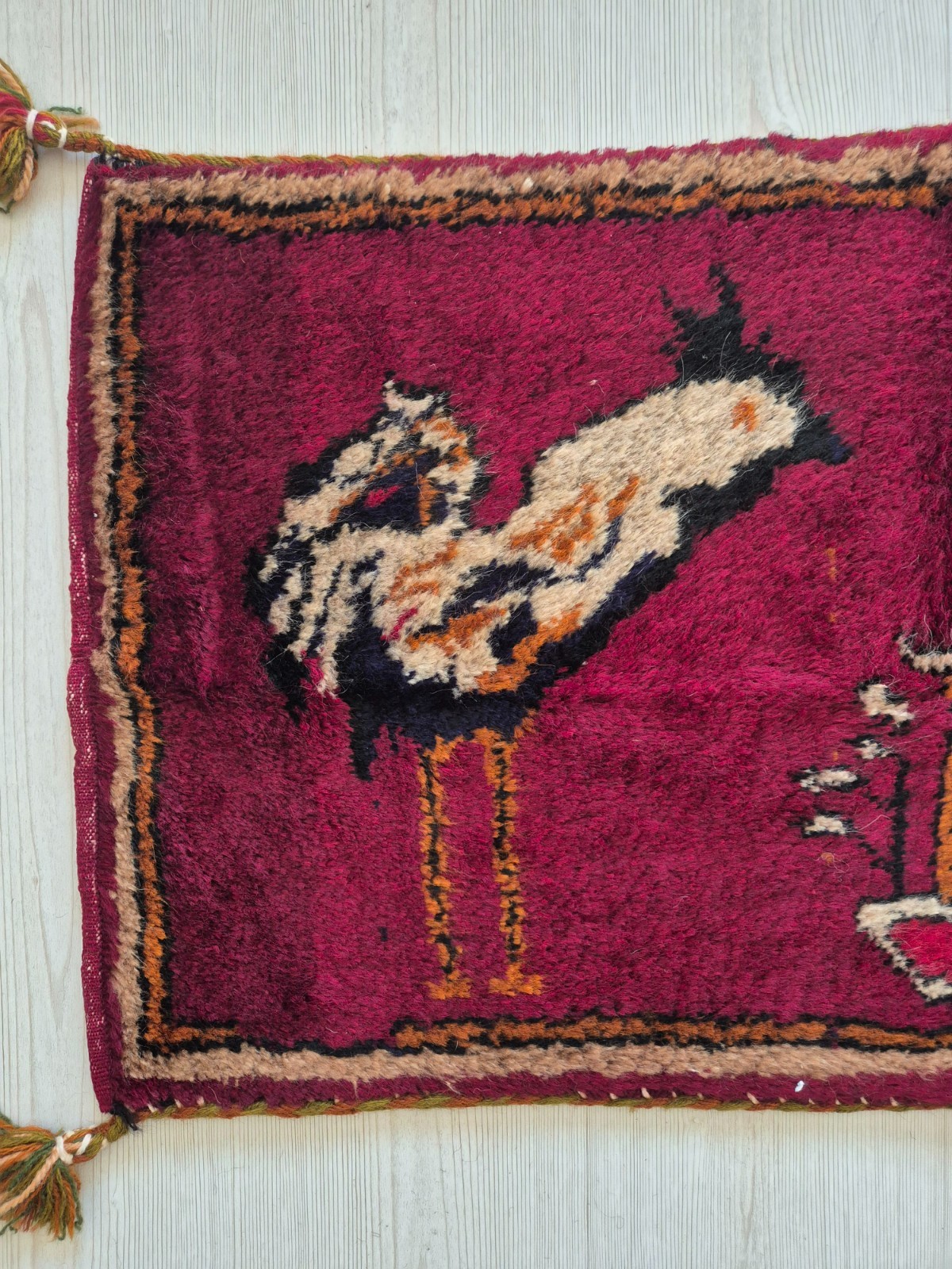 Vintage Rug Pillow, Hand Woven Rug, Pictorial Rug, Anatolian, Handmade, Tribal gallery