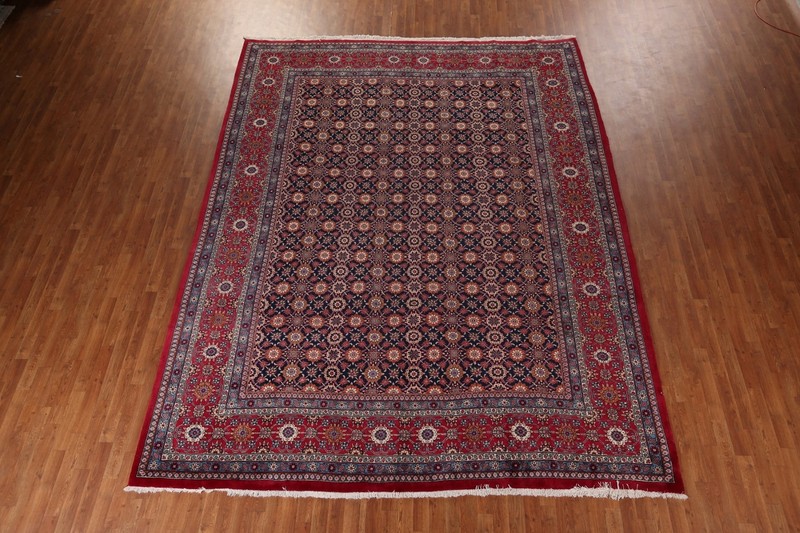 Excellent Navy Blue/ Red Tebriz Dining Room Rug 10x13 Handmade Traditional Rug gallery