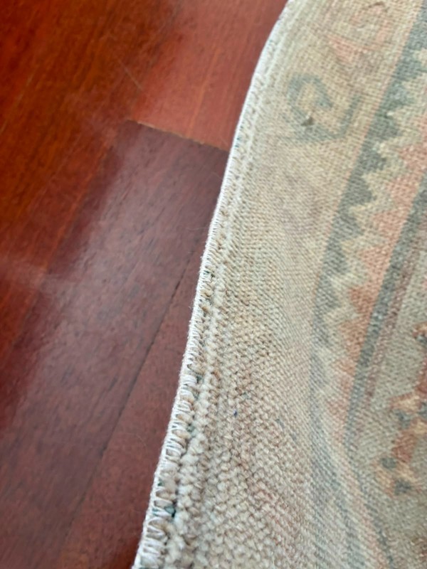 Vintage Turkish Rug 2x4 Small Runner Muted Sage Green Pink Wool Hand Knotted Mat gallery