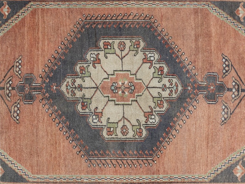 Faded Turkish Anatolian Tribal Wool Area Rug 4.8x8.9 ft Hand-woven Oushak Carpet gallery