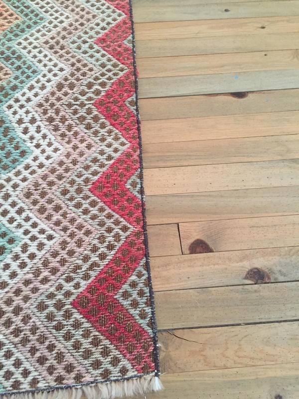 Vintage Entry Rug, 1.3x3.1 ft, Goat Hair Rug, Boho Rug, Organic Handmade Rug gallery