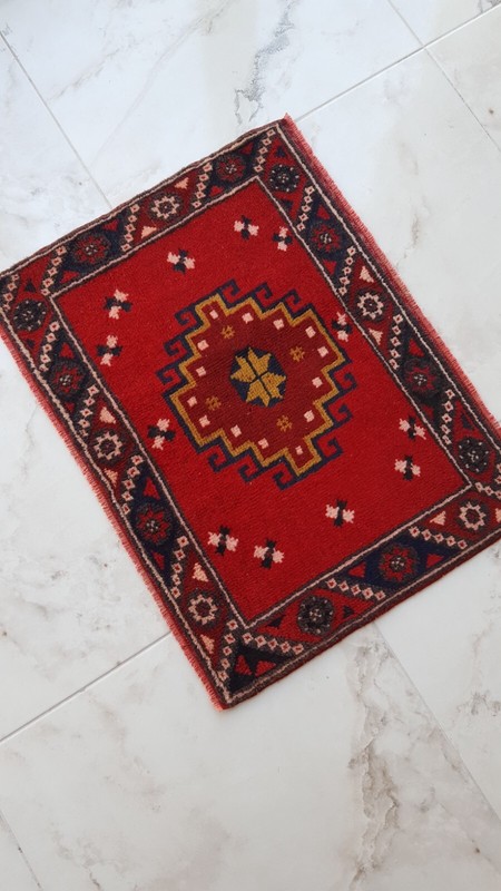 3x2 Antique Cushion Rug Bee Motif Rug Handmade Traditional Carpet Rug gallery