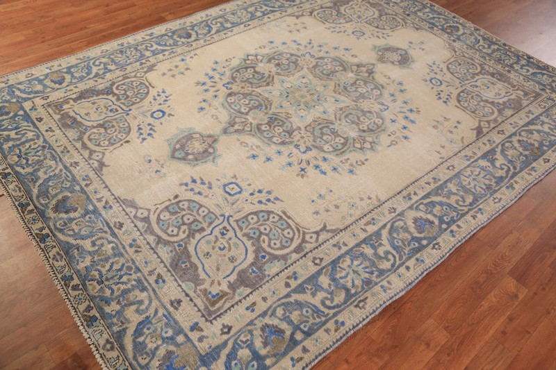 Floral Wool Medallion Tebriz Area Rug 6x9 Vintage Hand-made Traditional Carpet gallery