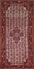 Vintage Geometric Hamedan 7 ft. Runner Rug Wool Hand-knotted Carpet 2×7 ft.