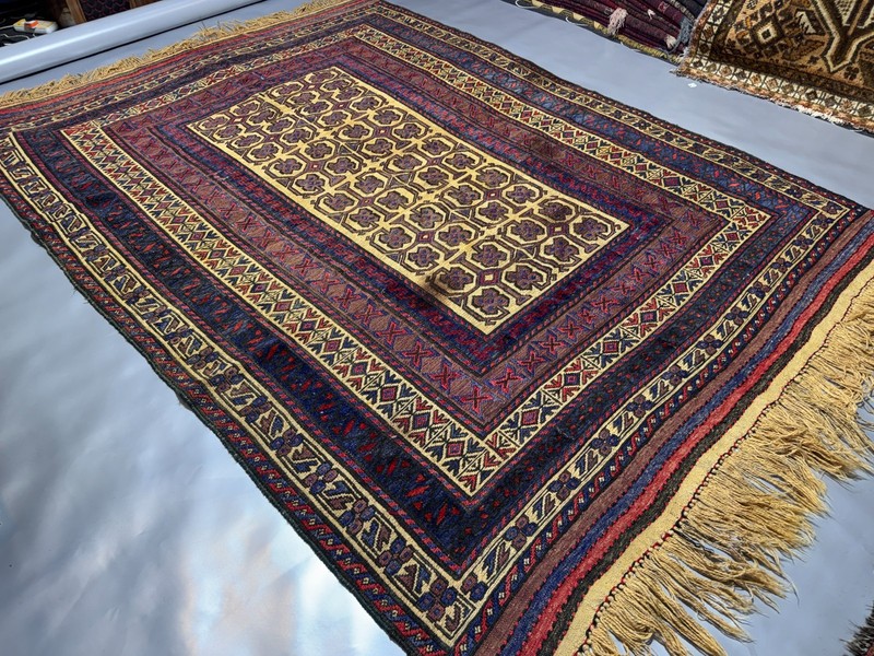 Beige Terracotta Antique Afghan Rug 6x9 ft Handwoven Geometric Area Kilim Carpet gallery