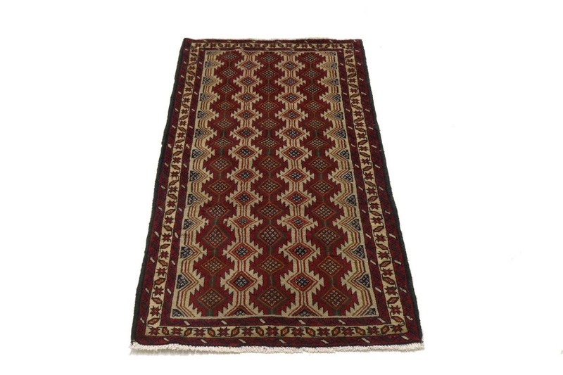 Handmade Vintage Oriental Rug 3'5X7 ft Tribal Geometric Style Foyer Area Carpet gallery