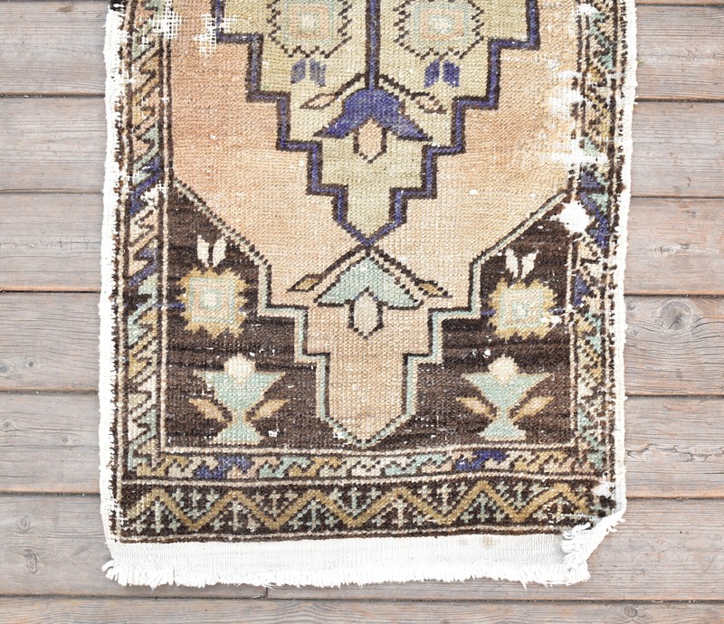 Turkish Carpet Hand Knotted 1x3 Size Doormat Chair Multi Color Rug 49x116cm gallery