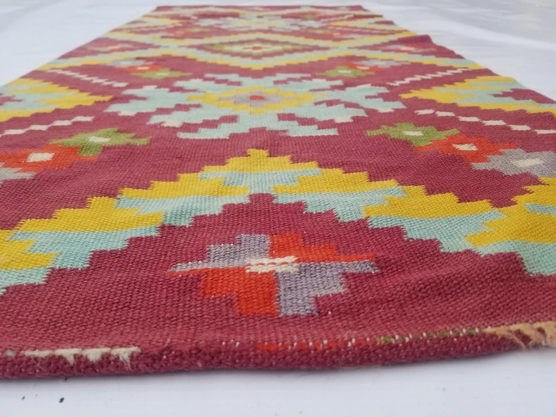 Fine Vintage Traditional Hand Made Oriental Wool Multicolor Kilim 149x66cm gallery