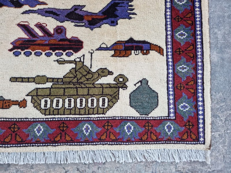 A Beautifully Handmade Afghan war Rug Rare Design Great Quality 120X 80 Cm gallery