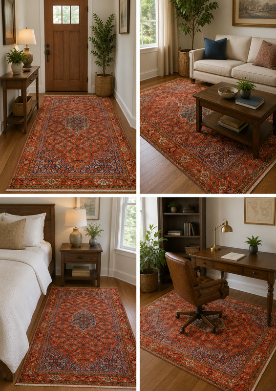 NATURAL WOOL Old Oriental Rugs,Hand Woven,knotted size Approximately 4'9" x 6'10 gallery