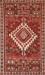 Vintage Traditional Geometric Red/ Ivory Area Rug 4’x7′ Wool Hand-knotted Carpet