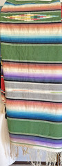 1940s 50s Vintage Mexican Saltillo Serape Blanket Center Diamond 40”x 75″ Wool