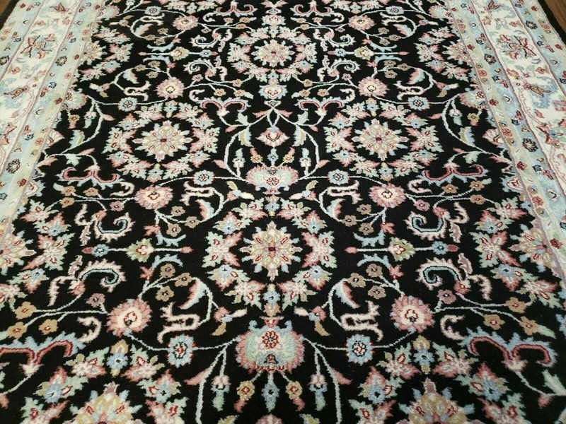 6' X 9' Handmade Indian Agra Wool Rug Carpet Vegetable Dyes Black gallery