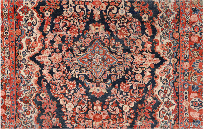 Vintage Blue Sarouk 1930s Wool Rug 8'11" x 11'5" gallery