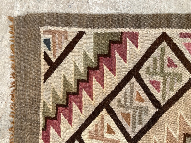 Vintage Navajo Handwoven Beautiful Native American Rug Carpet 147x56 cm gallery