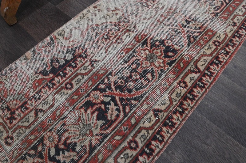 Vintage Turkish Runner Rug 2x5ft Wool Anatolian Handmade Hallway Oushak RUST gallery