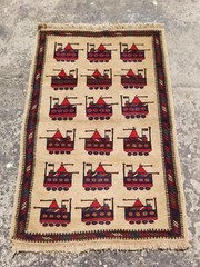 Vintage Traditional Handmade Afghan Tribal War Wool Multicolor Kilim Rug 53x33in