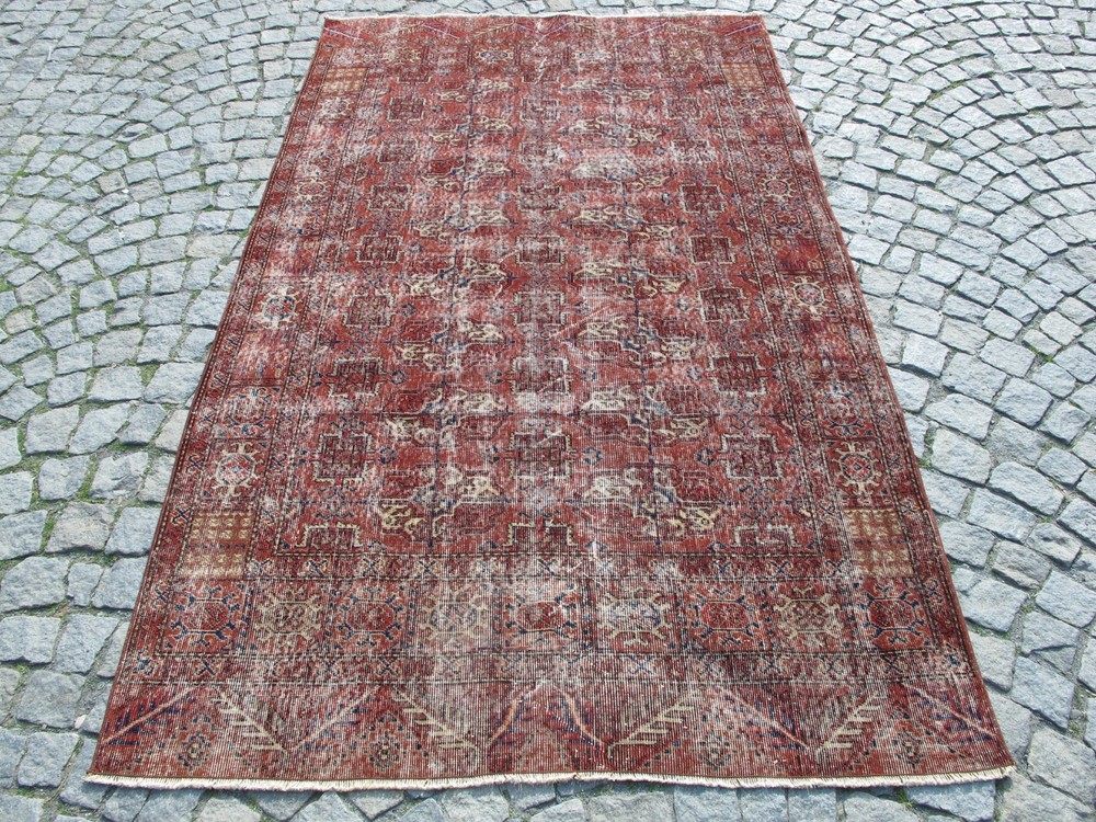 Authentic Vintage Turkish Rug Hand-knotted Wool Carpet distressed boho aesthetic