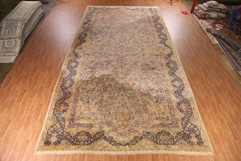 Vegetable Dye Antique Rug Hand-made Kirman Traditional Palace Size Carpet 13x25 gallery