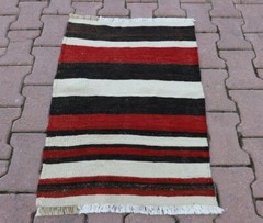 Striped Hand Knotted Kilim Rug Cappadocia Tribal Vintage Ethnic Carpet 2×3 ft