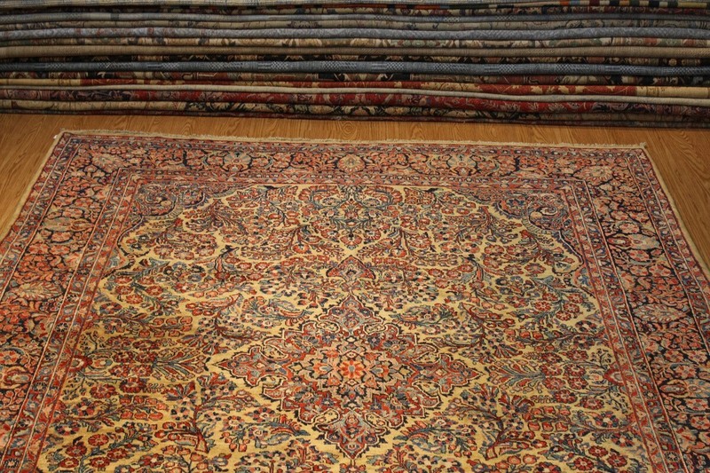 CIRCA 1900 ANTIQUE AUTHENTIC SAROUK RUG 9' x 11' FLORAL ORIENTAL RUG YELLOW gallery