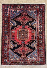Vintage Tarom Tribal Hand Knotted Wool Oriental Area Rug 4×7 Navy Blue Red Boho