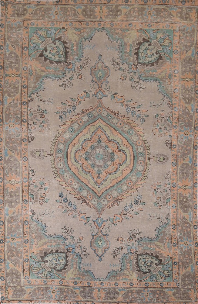 Distressed Over-Dyed Area Rug 6x9 Ft Hand-Knotted Vintage Oriental Wool Carpet