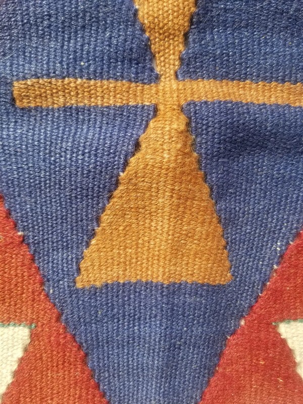 Vintage Traditional Handmade Turkish Wool Blue Kilim 3.2x3ft gallery