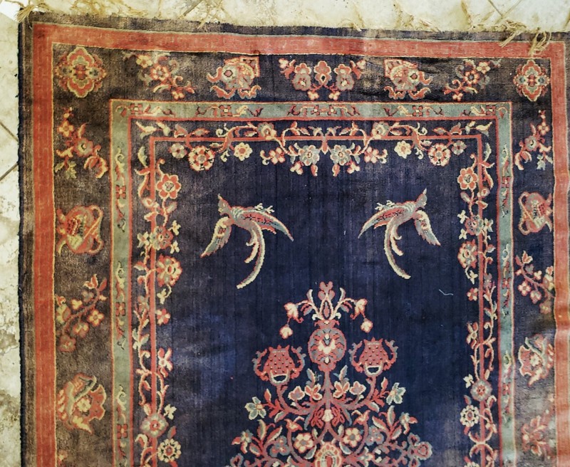 Vintage Tribal Caucasian Hand-Knotted Wool 4-Quadrant PHOENIX BIRD 6'5" x 4'3" gallery